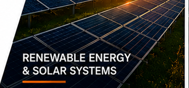 Solar panel field at sunset — renewable energy and solar systems