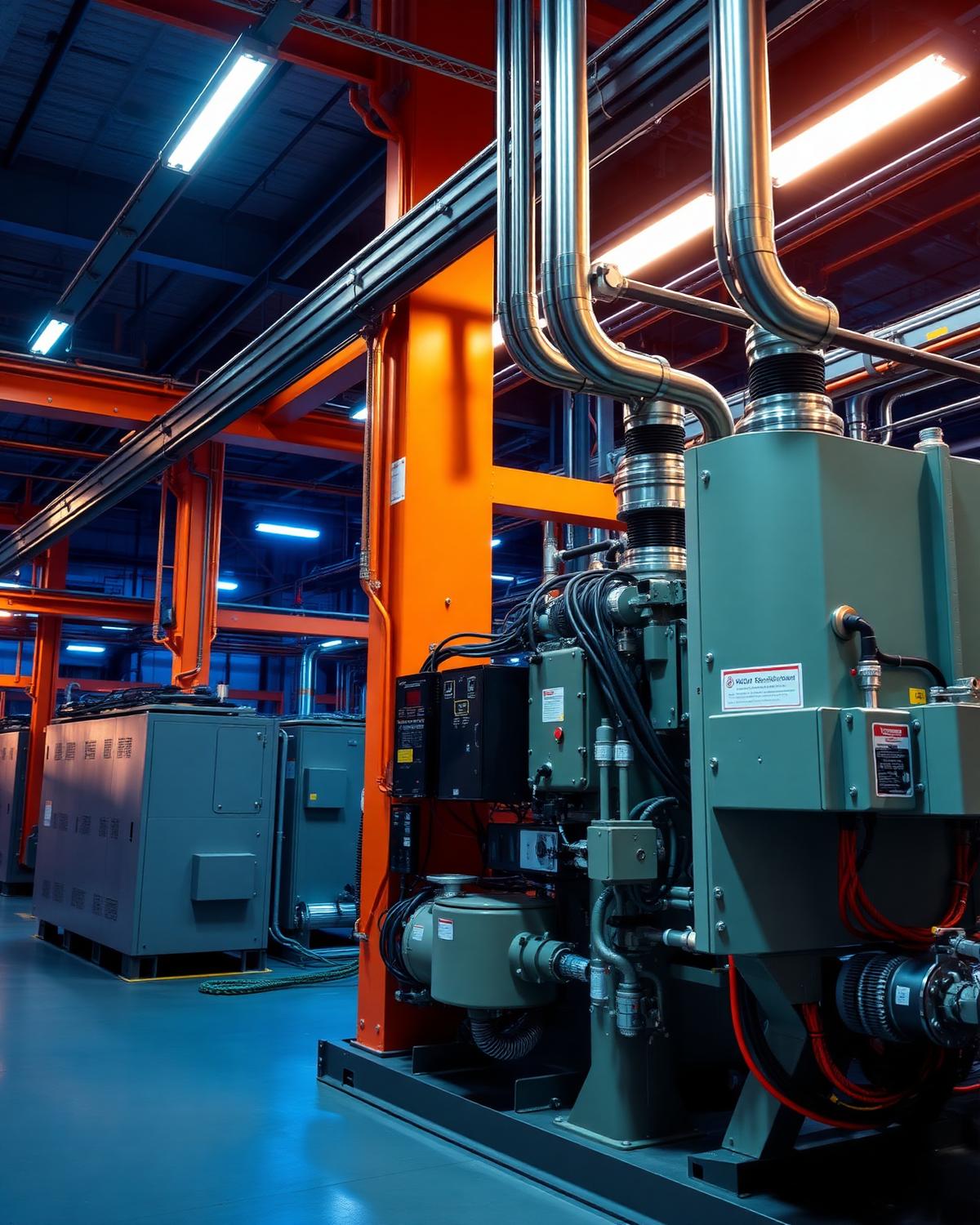 Power electronics and energy hardware inside an advanced manufacturing facility